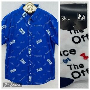 The Office Dunder Mifflin Shirt & Crew Socks Gift Set Men's LARGE Holiday Bundle